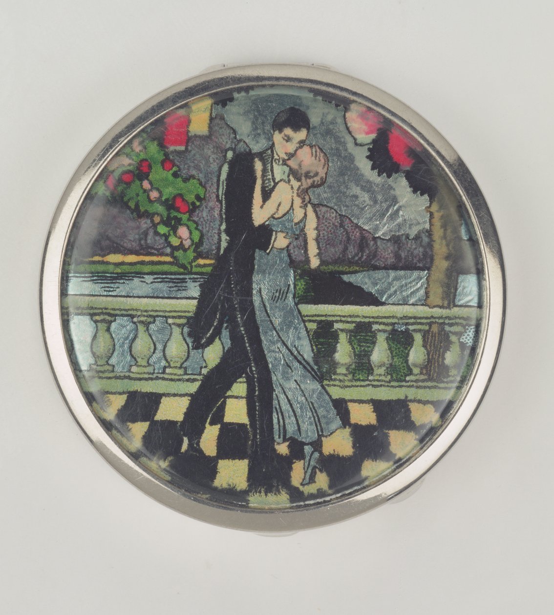 Art Deco Dancers Powder Compact, valmistaja Stratnoid, 1920-30 (emali) tekijältä English School