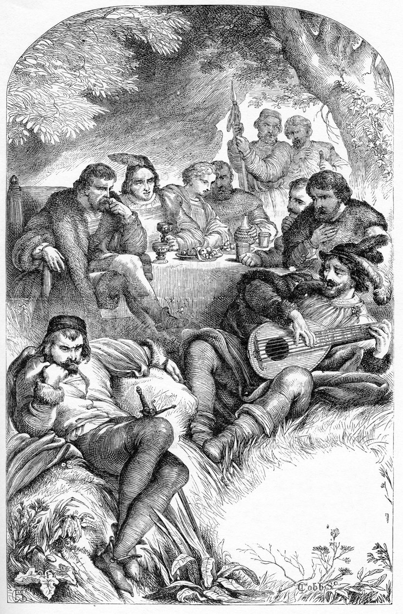 Kuten pidät - kuvitus "" William Shakespearen valmiit teokset"" 1866 - Tämän painoksen kuvitukset ja yleinen muoto on lainattu Cassellin kuvitetusta Shakespearesta, joka julkaistiin Lontoossa tekijältä English School