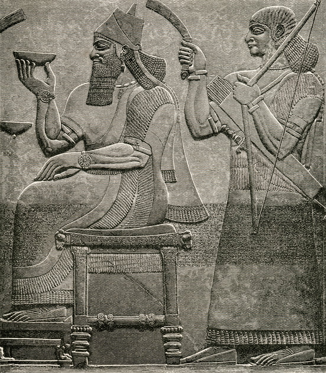 Ashur-nasir-pal II, British Museumin basreliefistä, G.T.:n The Worlds Inhabitantsista Bettany, julkaistu 1888 tekijältä English School