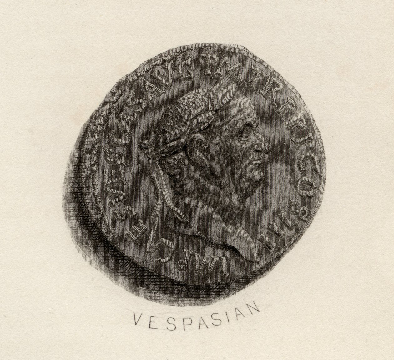 Aureus-kolikko, Vespasianuksen aikakaudelta, Titus Flavius Vespasianus tekijältä English School