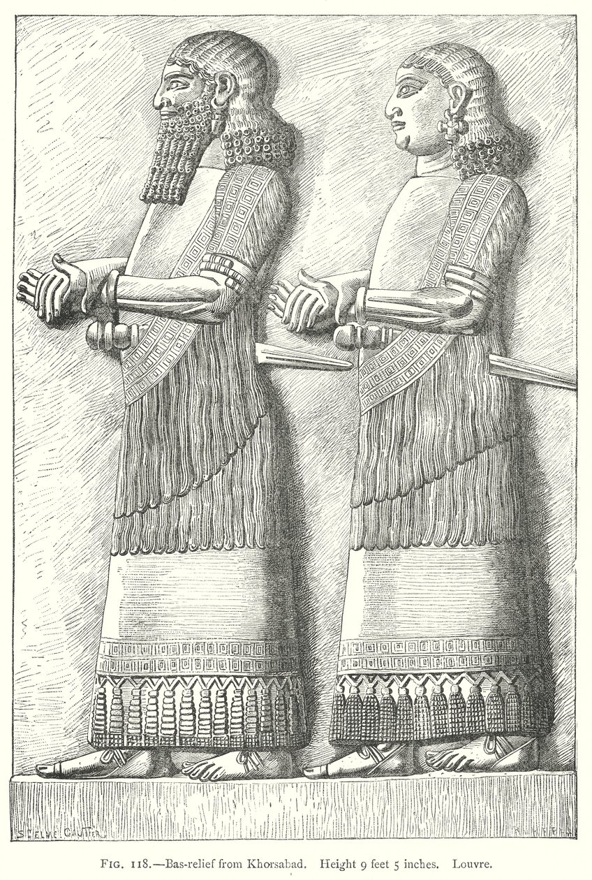Bas-korvaus Khorsabadista (kaiverrus) tekijältä English School