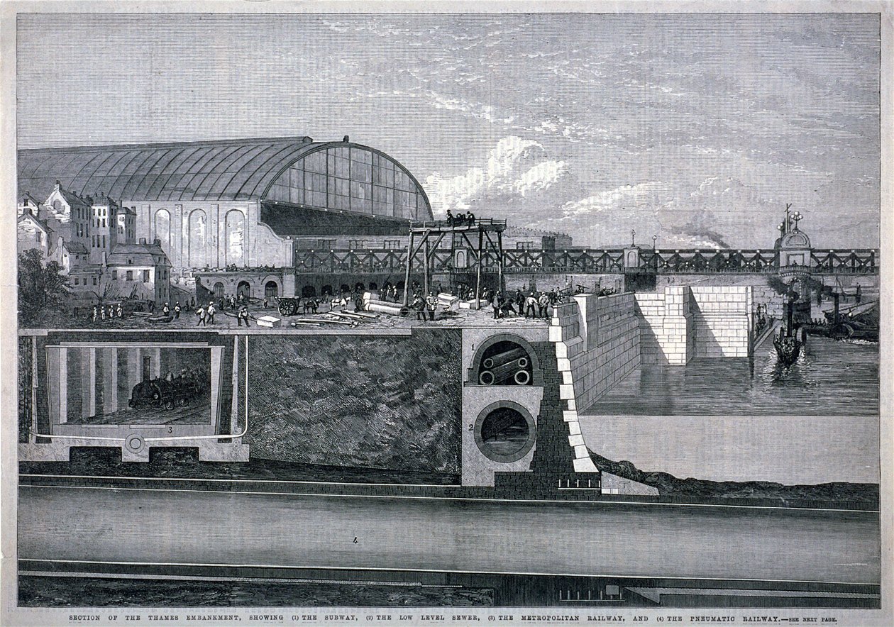 Bazalgette, The Thames Embankment, 1867 tekijältä English School