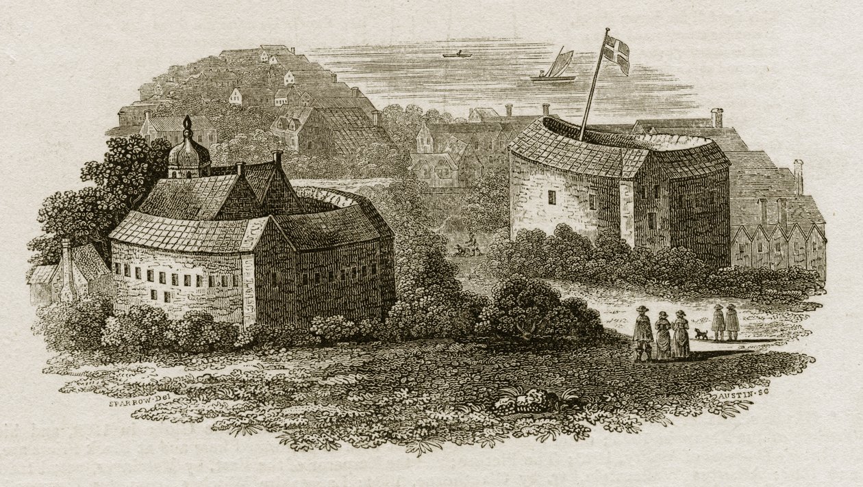 Bear Garden and Globe Theatre, Southwark, Lontoo, n. 1600 (kaiverrus) tekijältä English School