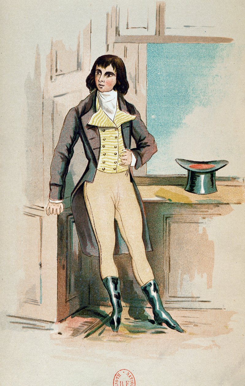 Beau Brummel (1778-1840) nuoruudessaan (väri litho) tekijältä English School