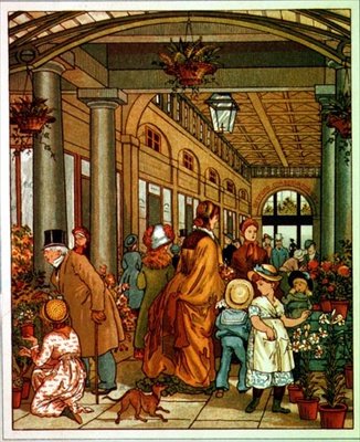 Bedford Conservatories, kirjan kuvitus (värillinen litografia). tekijältä English School