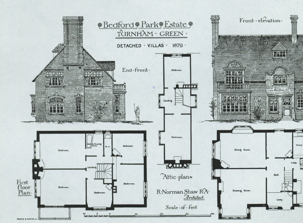Bedford Park Estate, Turnham Green, The Building News, 1879 tekijältä English School