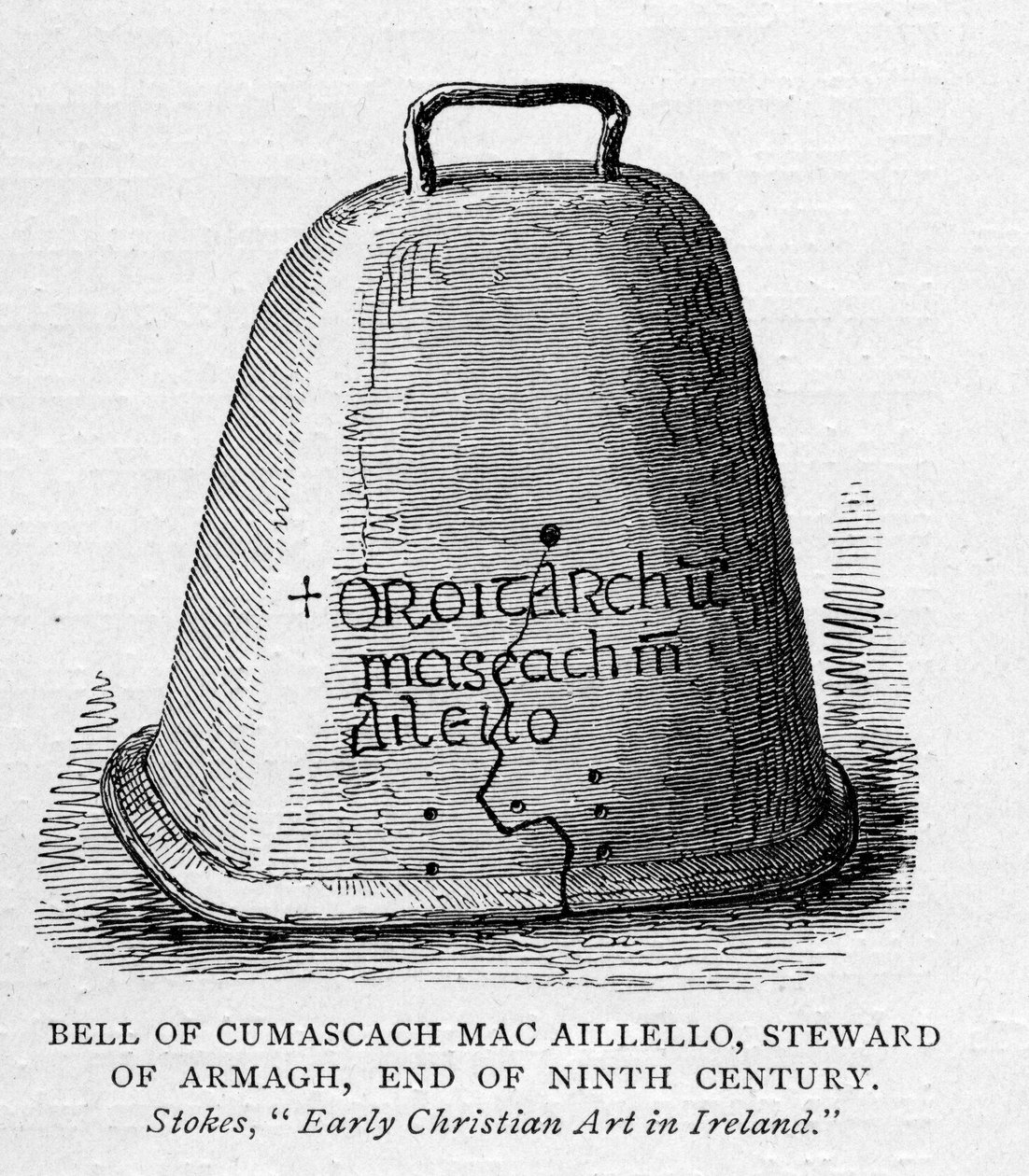 Cumascachin kello Mac Aillelo, Armaghin päällikkö, yhdeksännen vuosisadan loppu, kuva J. R. Greenin teoksesta Short History of the English People, julkaistu 1892 tekijältä English School