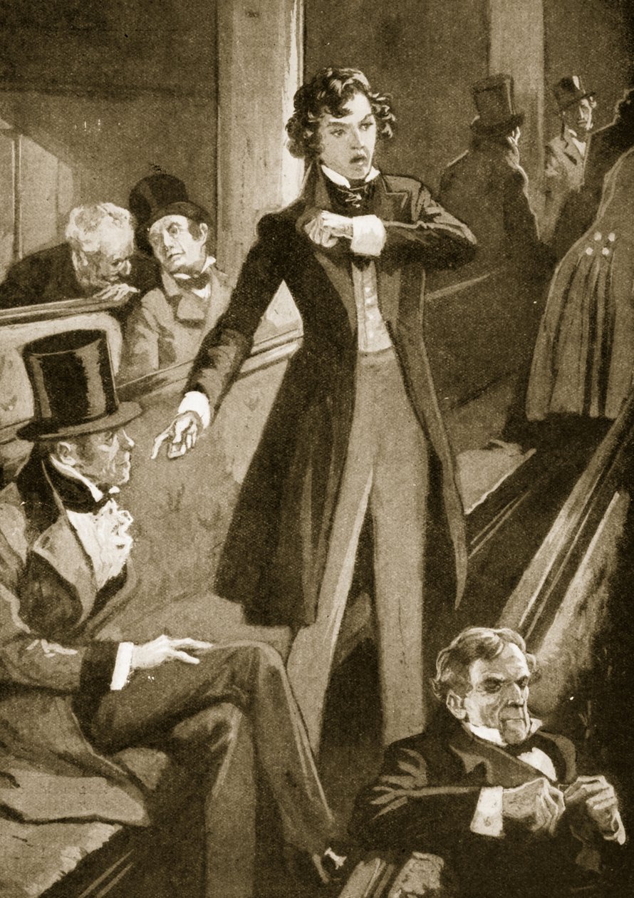 Benjamin Disraeli pitää ensimmäisen puheensa parlamentissa tekijältä English School