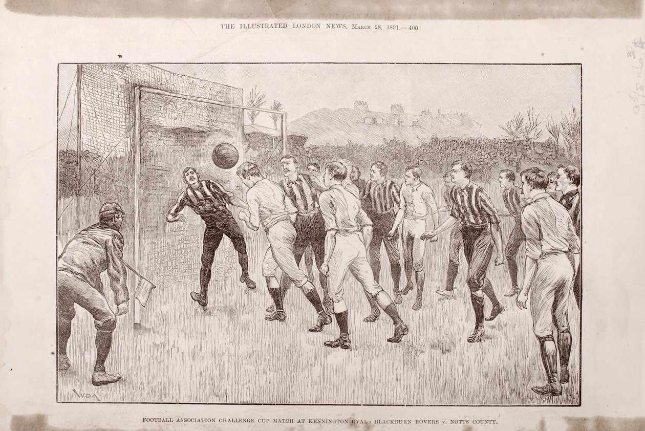 Blackburn Rovers vs. Nottingham County Kennington Ovalissa, The Illustrated Sporting and Dramatic News, 23. maaliskuuta 1891 tekijältä English School