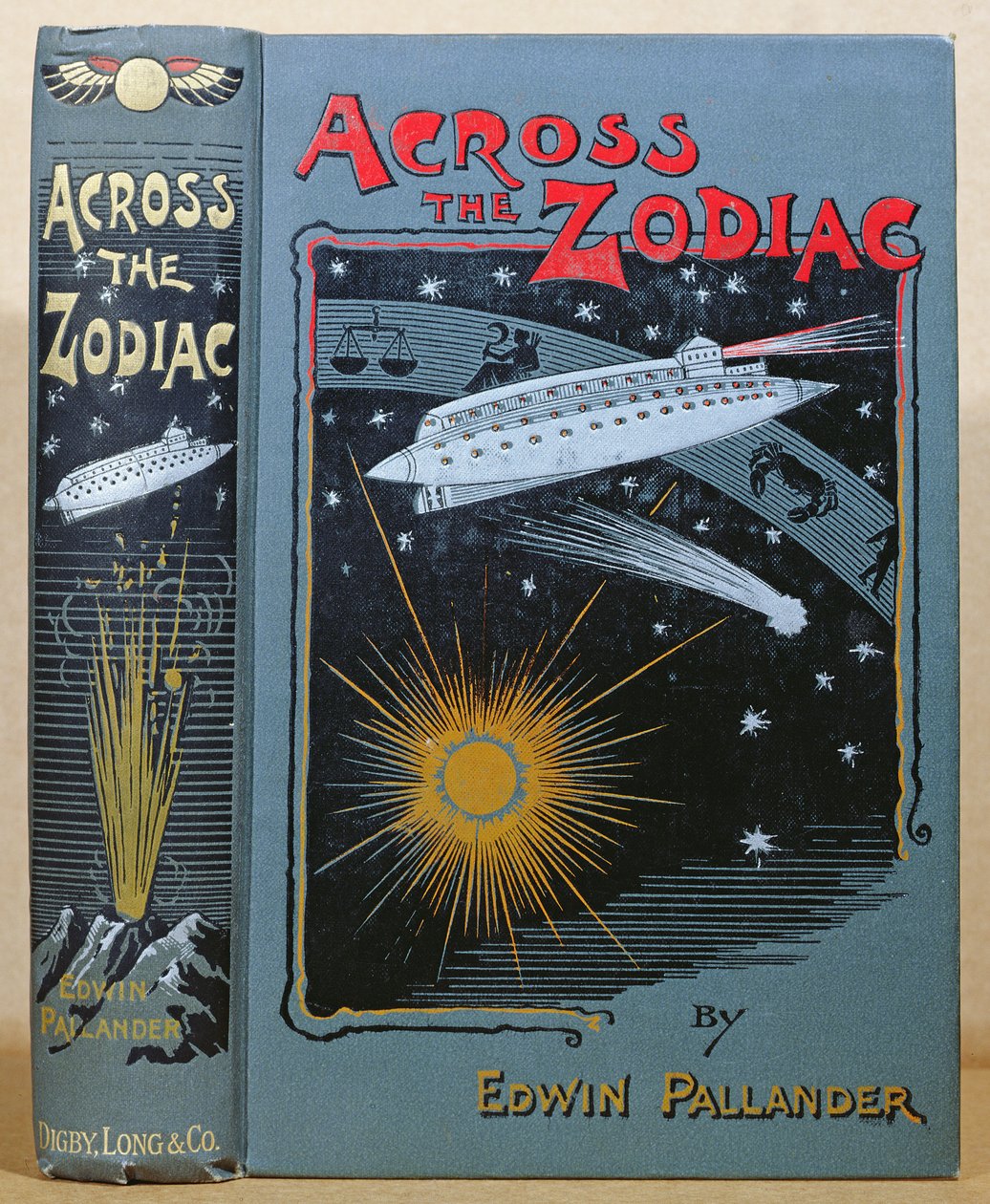 Edwin Pallanderin vuonna 1893 kirjoittaman Across the Zodiac -kirjan kansi tekijältä English School