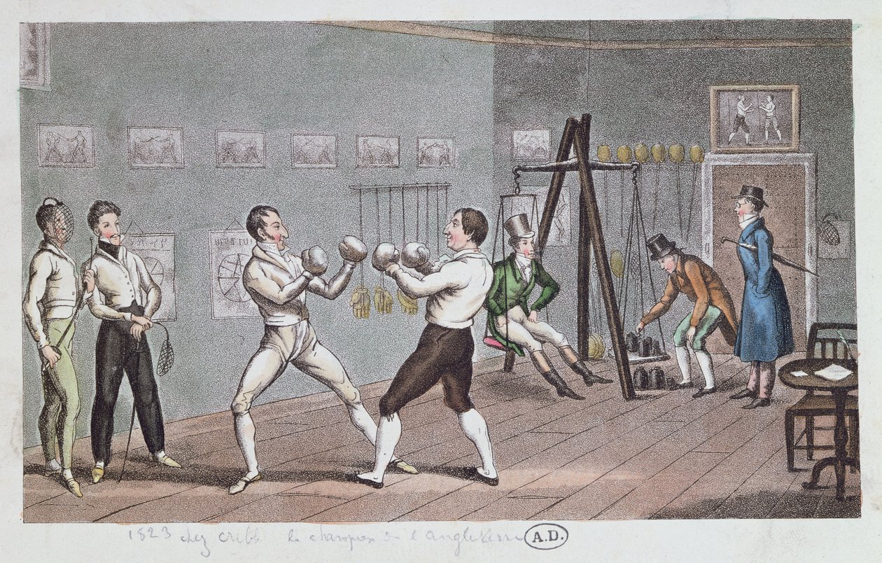 Nyrkkeily Englannissa, 1823 (värikaiverrus) tekijältä English School