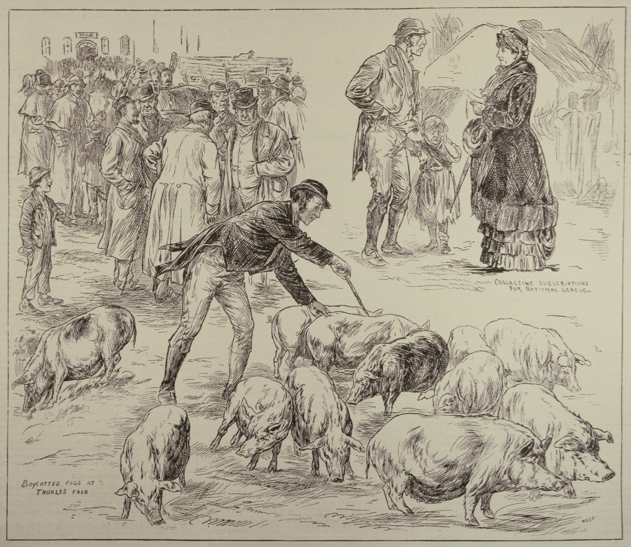 Boikotointi Irlannissa, The Illustrated London News, 4. lokakuuta 1886 tekijältä English School