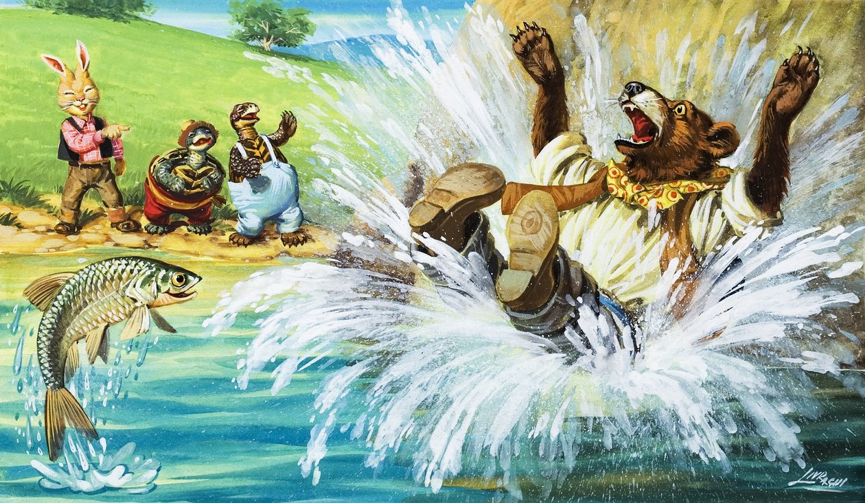 Brer Bear putoaa jokeen (guassi paperille) tekijältä English School