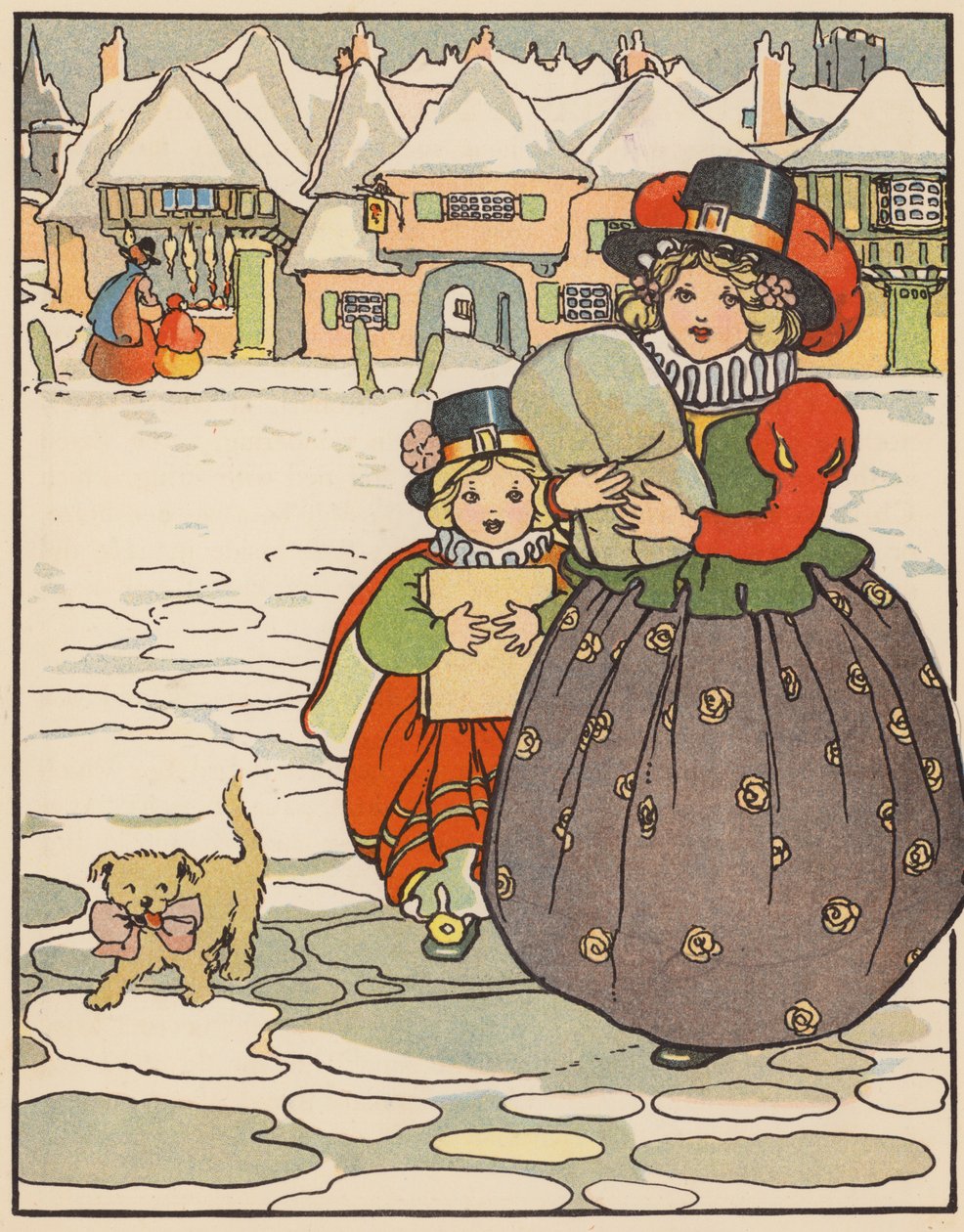 Joululahjojen kotiin tuominen (värillinen litografia) tekijältä English School