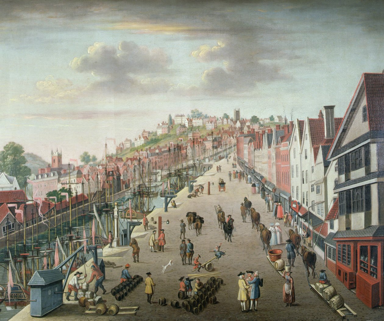Bristol Docks and Quay, n. 1760 (öljy kankaalle) tekijältä English School