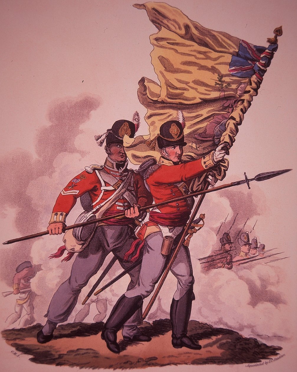 British Soldiers (väri litho) tekijältä English School