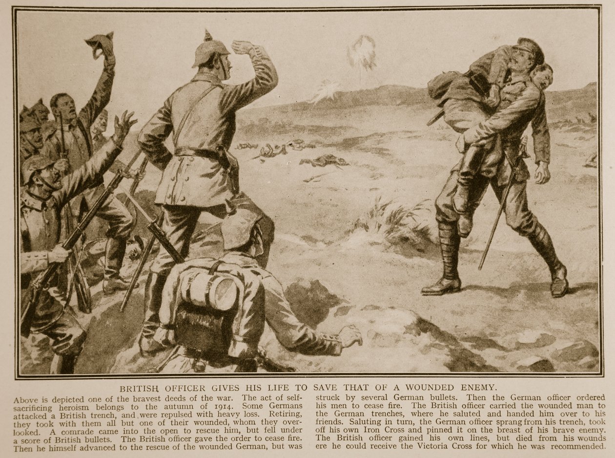 Brittiupseeri antaa henkensä pelastaakseen haavoittuneen vihollisen 1914-1919 tekijältä English School