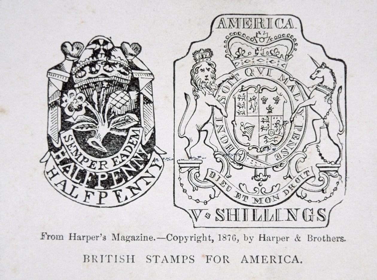 Brittiläiset postimerkit Amerikkaan tekijältä English School