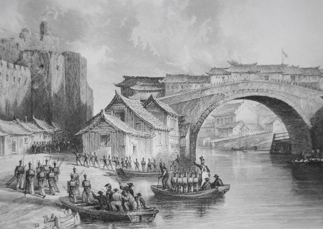 Les tropes britàniques desembarquen a la porta oest de Ching Keang durant les guerres de l