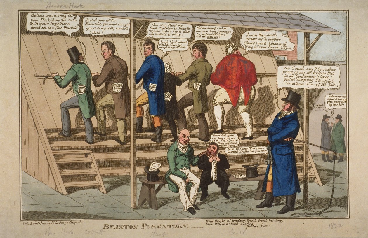 Brixton Purgatory, 1822 (käsinvärinen etsaus) tekijältä English School