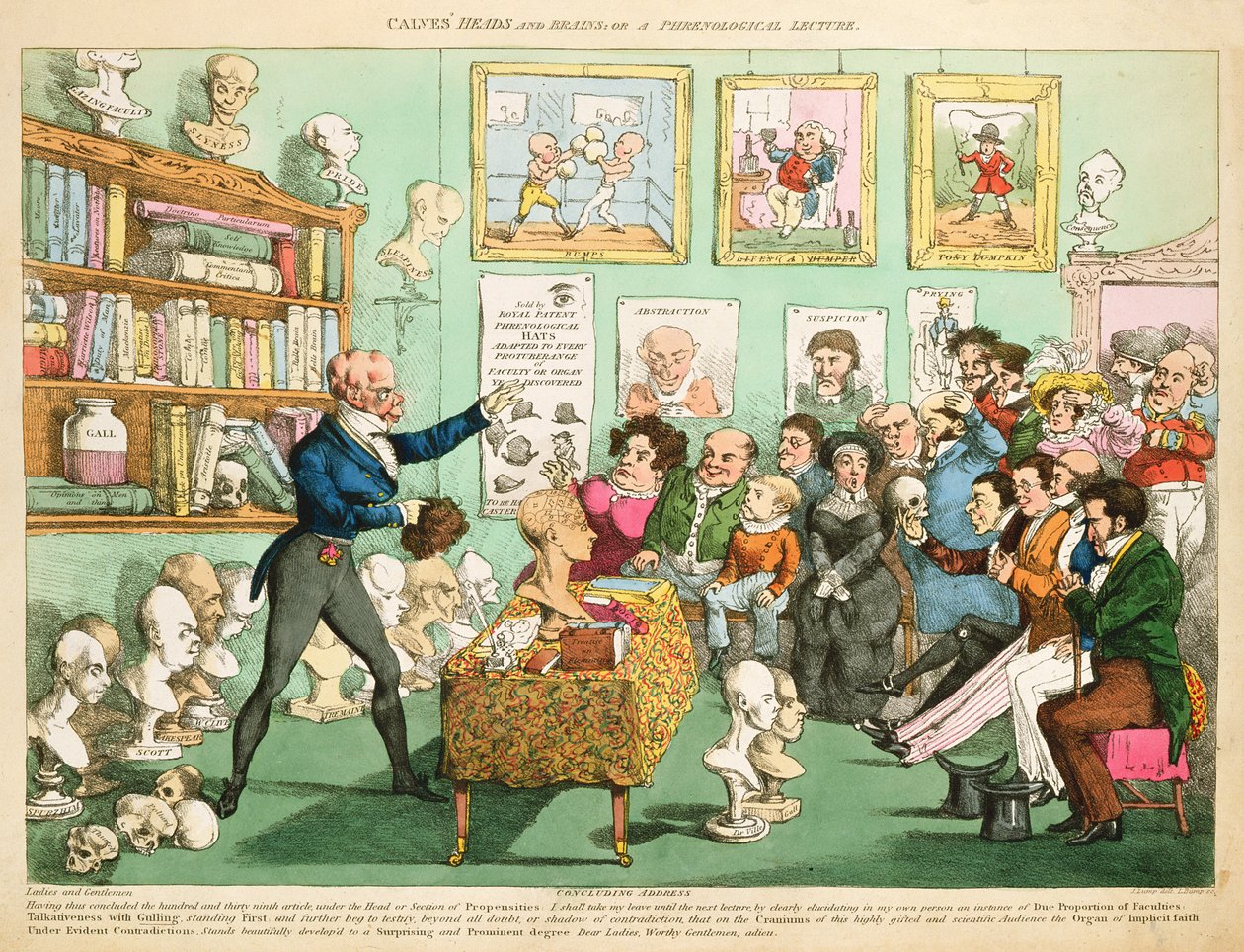 Vasikoiden päät ja aivot; tai frenologinen luento, 1826 (värietsaus) tekijältä English School