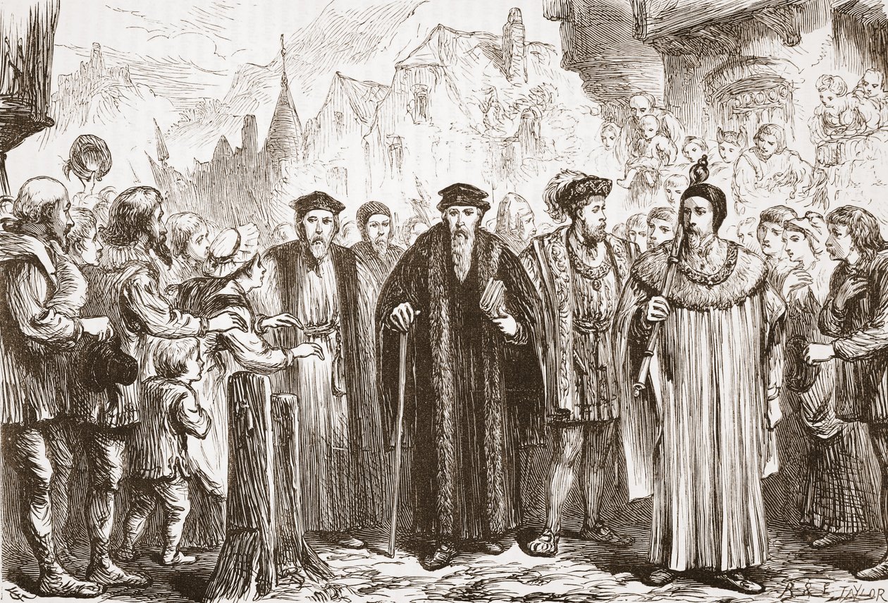 Calvin palaa Geneveen, kuvitus James Aitken Wylien (1808-1890) teoksesta The History of Protestantism, pub. 1878 tekijältä English School