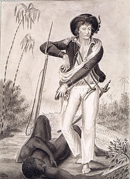 Kapteeni John Gabriel Stedman (1744-97), n. 1800 (lyijykynä ja pesu paperille) (m/w kuva) tekijältä English School