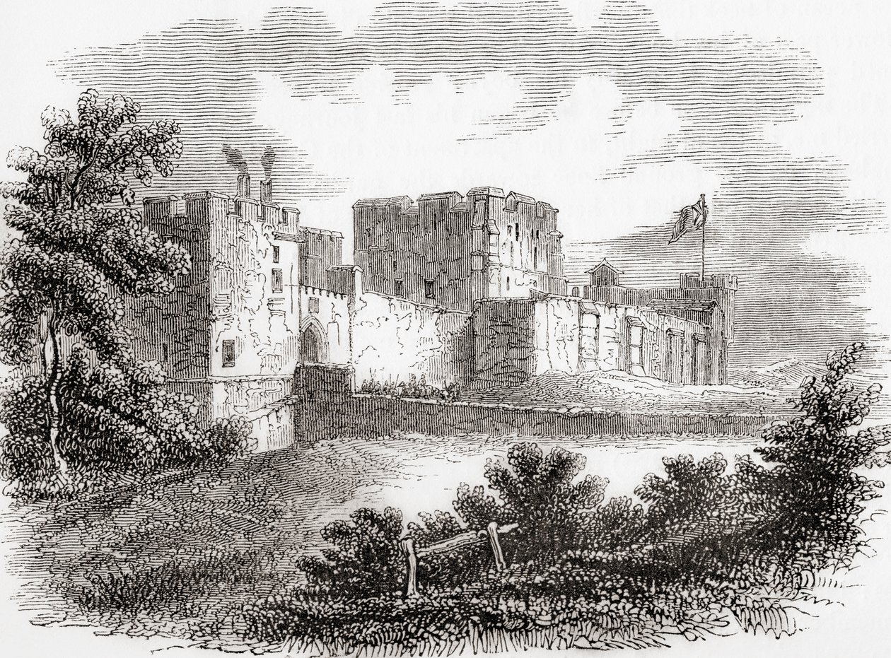 Carlislen linna, Carlise, Cumbria, Englanti nähty täällä 1800-luvulla, vanhasta Englannista: Kuvamuseo, pubi. 1847 tekijältä English School