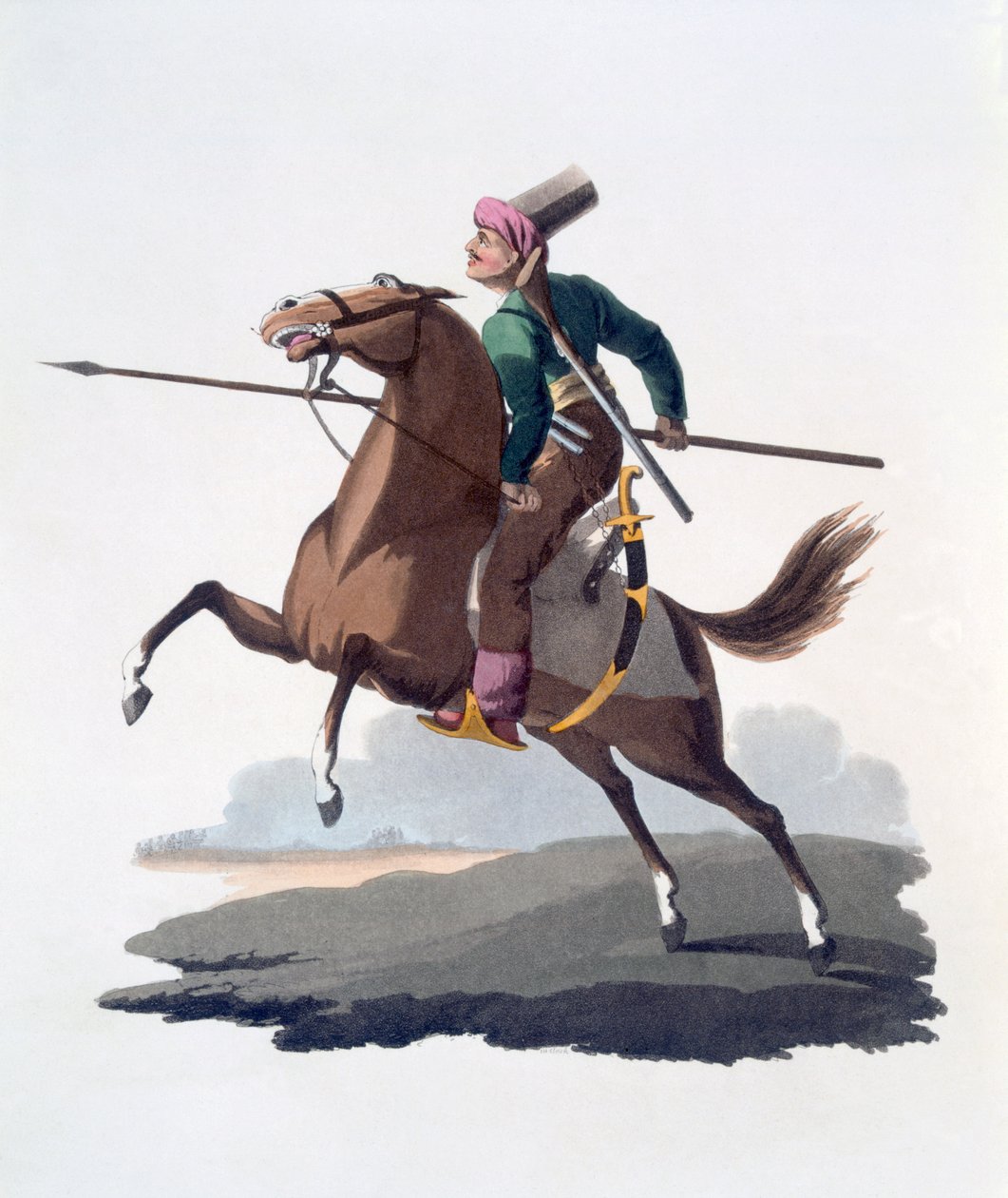 Ratsuväkimies, 1818 (värillinen akvatinta) tekijältä English School