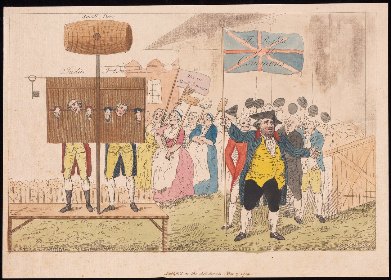 Cecil Wray teoksessa Pillory The Rights of the Commons, pub. 1784 (käsinvärinen kaiverrus) tekijältä English School