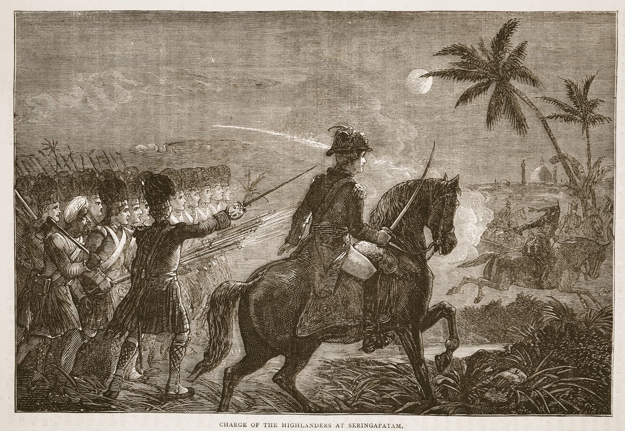 Charge of the Highlanders at Seringapatam, kuvitus James Grantin Cassells Illustrated History of Indiasta, pubi. 1879 tekijältä English School