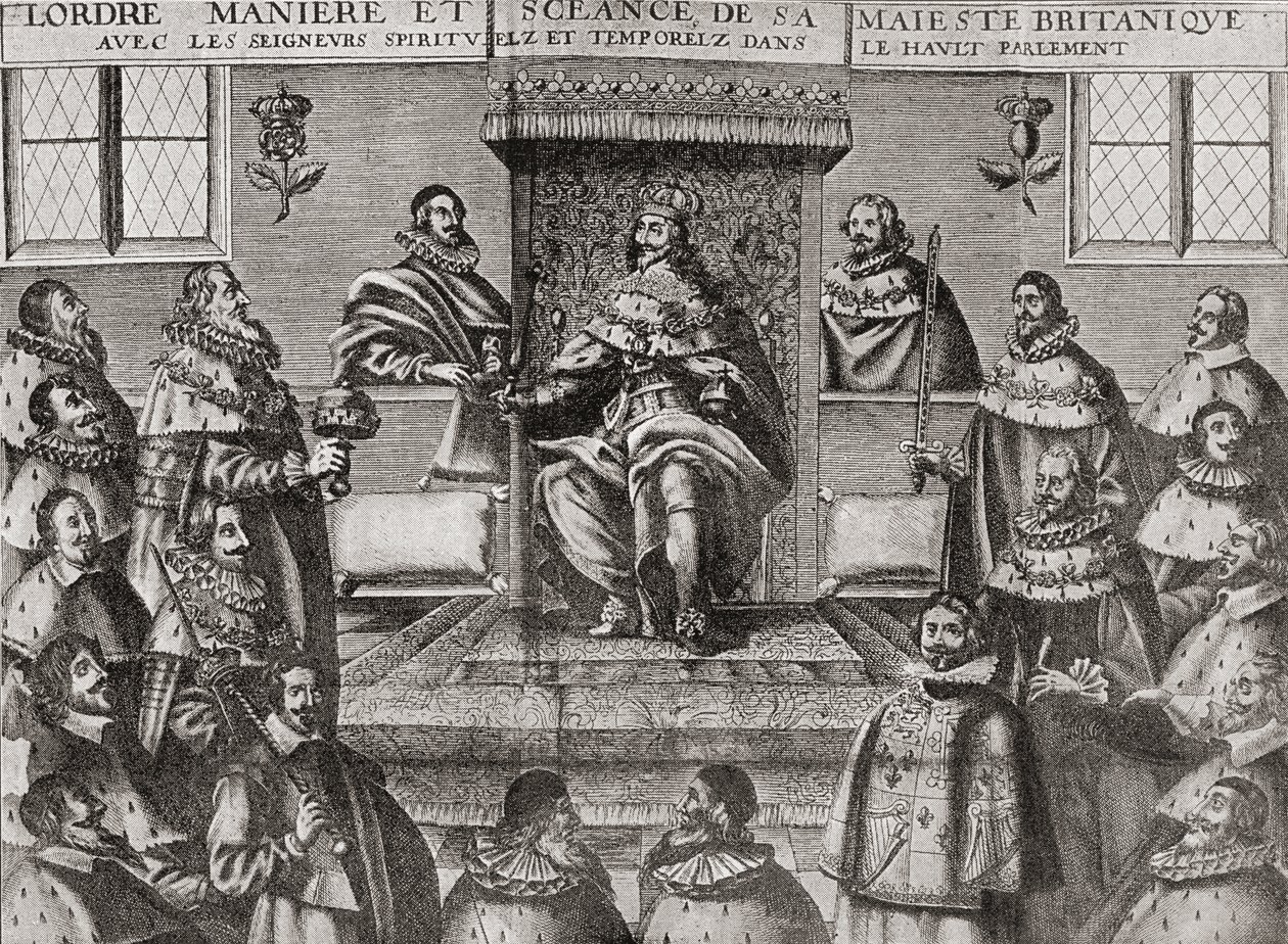 Kaarle I ylähuoneessa vuonna 1648, J. R. Greenin vuonna 1893 julkaisemasta teoksesta "A Short History of the English People". tekijältä English School