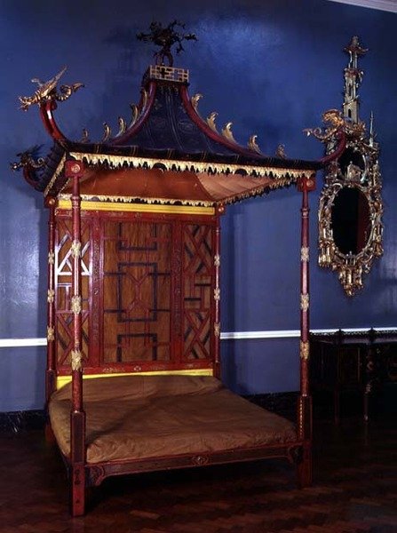 Kiinalaistyylinen Chippendale-sänky, sulkapallo, Gloucestershire, 1750-54 tekijältä English School