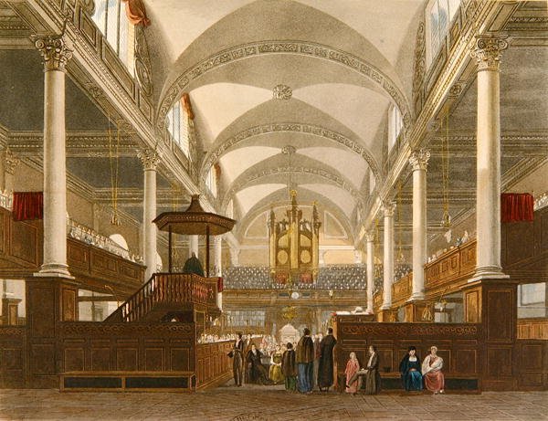 Christ Church, Newgate Street, n. 1810 (väri litho) tekijältä English School