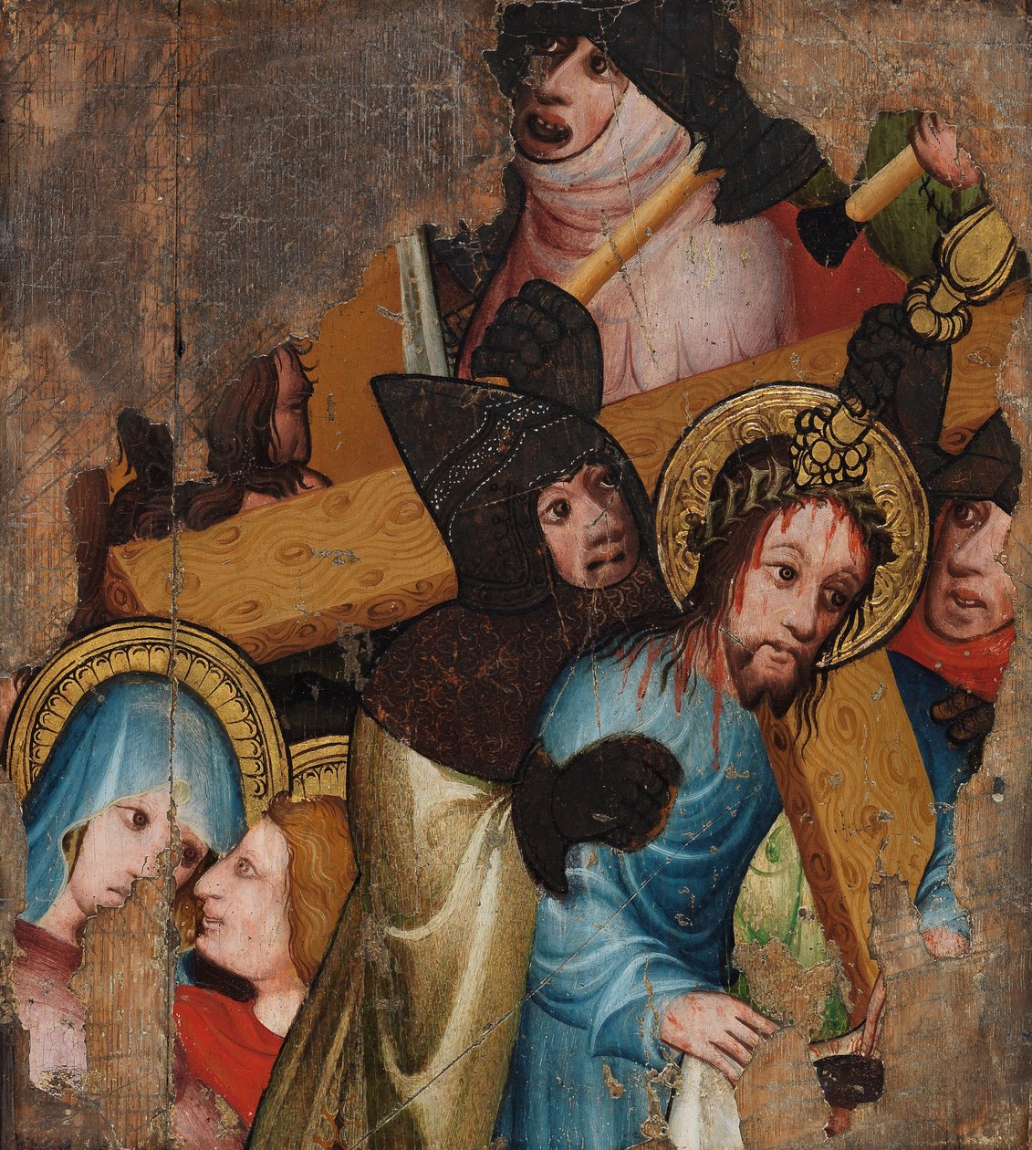 Kristus kantaa ristiä, n. 1400-25 (tempera & kultalehti paneelissa) tekijältä English School