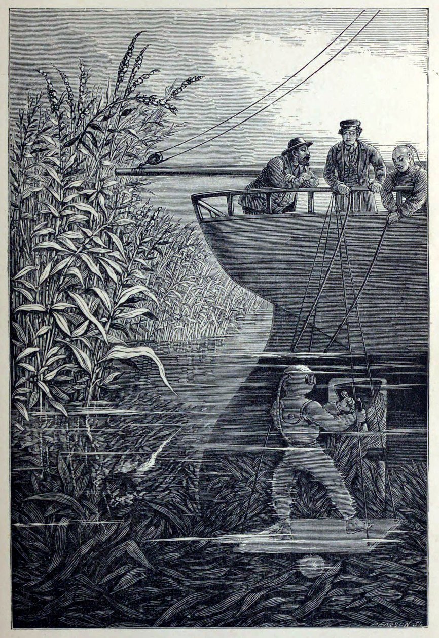 Ruuvin tyhjentäminen, aaltojen alta tai sukellus syvissä vesissä, pub. 1887. tekijältä English School