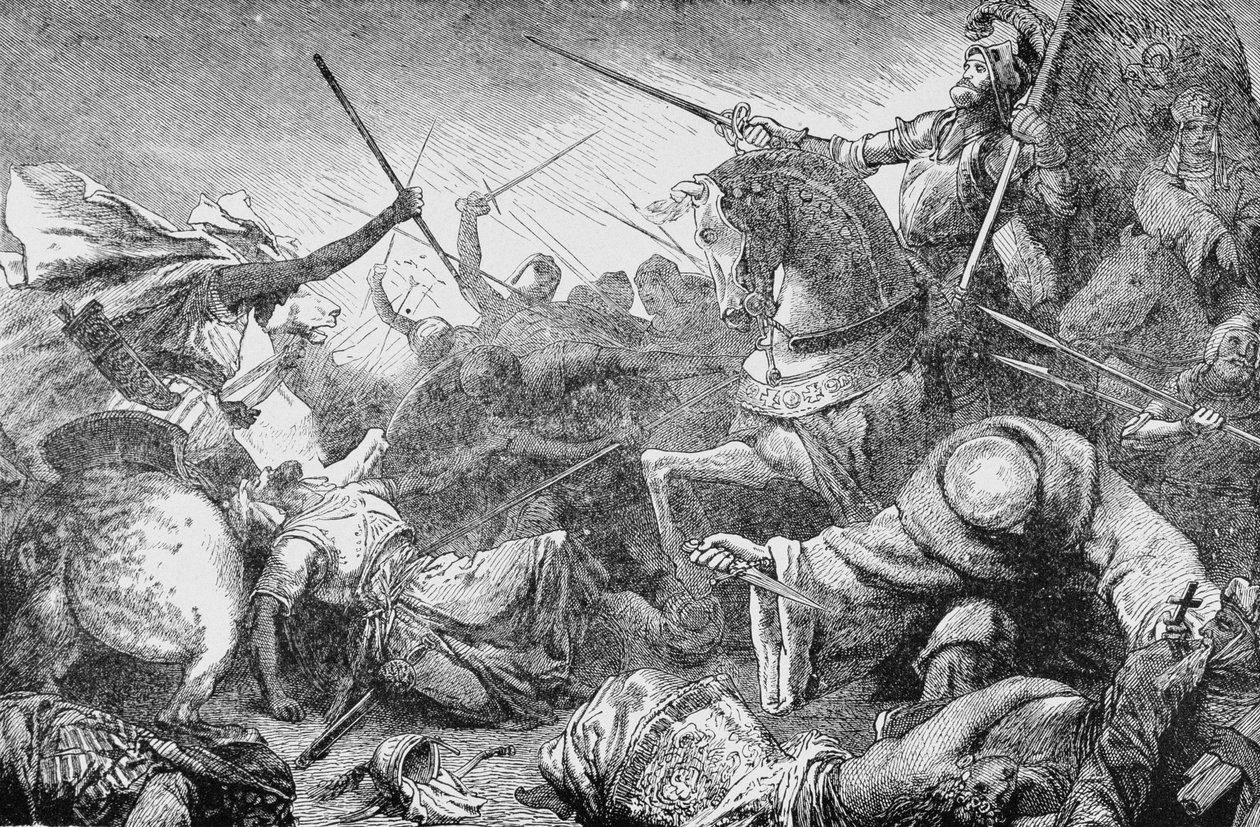Conflict with Saracens, Ranskan historiasta, Emile de Bonnechose, julkaisija Ward, Lock and Co, Lontoo tekijältä English School