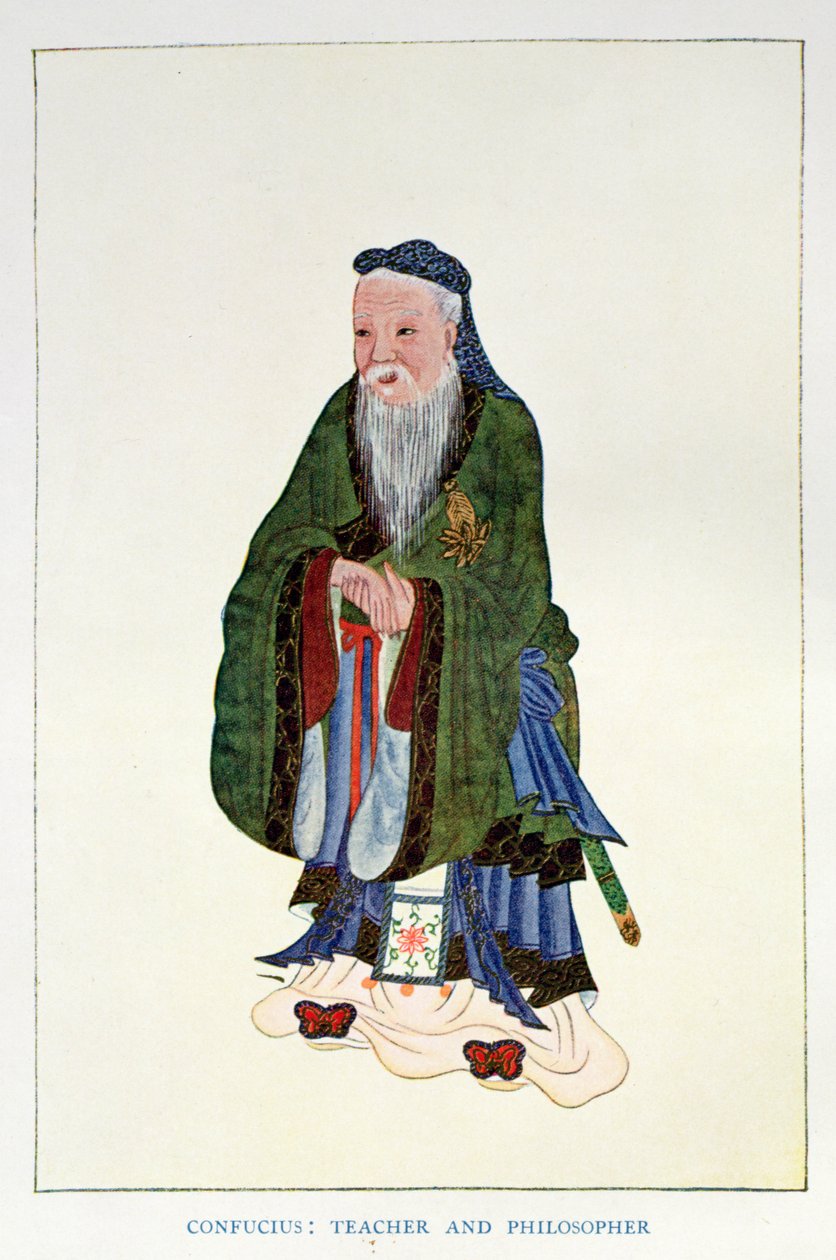 Konfutse (551-479 eKr.): Edward T.C. Wernerin kirjoittaman teoksen "Myths and Legends of China" etukuva, julkaisija George G. Harrap  Co. tekijältä English School