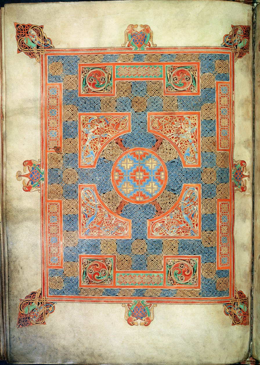 Cott Nero D. IV, f.94v Mattosivu, joka avaa Pyhän Markuksen evankeliumin, Lindifarne Gospels, 710-721 (vellum) tekijältä English School
