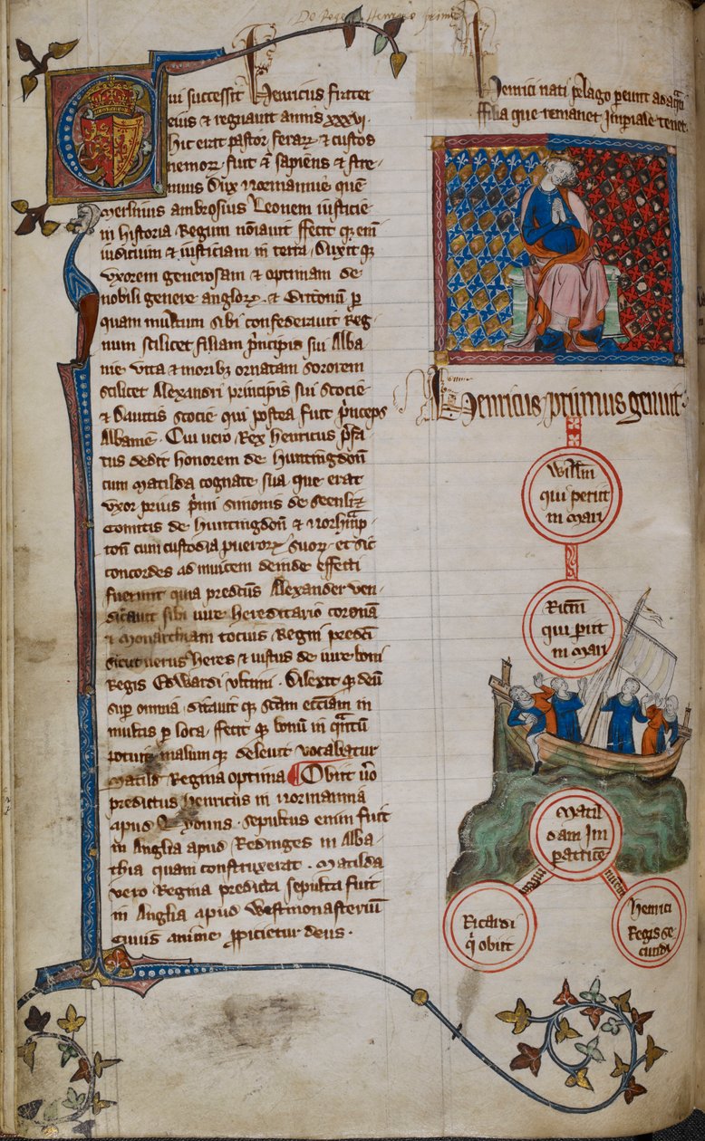 Puuvilla Claudius D. II, f.45v Henry I ja hänen jälkeläisensä (vellum) tekijältä English School