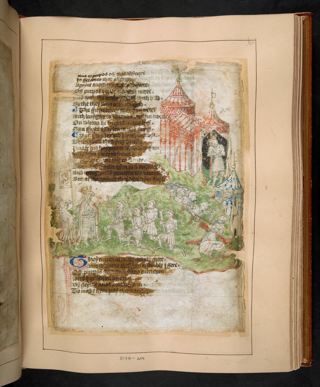 Cotton MS Tiberius A VII/1 fol. 75r, 1400-luvun loppupuoli (pergamentti). tekijältä English School