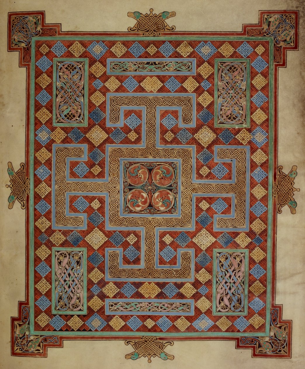 Cotton Nero D. IV, f.138v Mattosivu, joka esittelee Pyhän Luukkaan evankeliumin, Lindisfarnen evankeliumeista, 710-21 (vellum) tekijältä English School