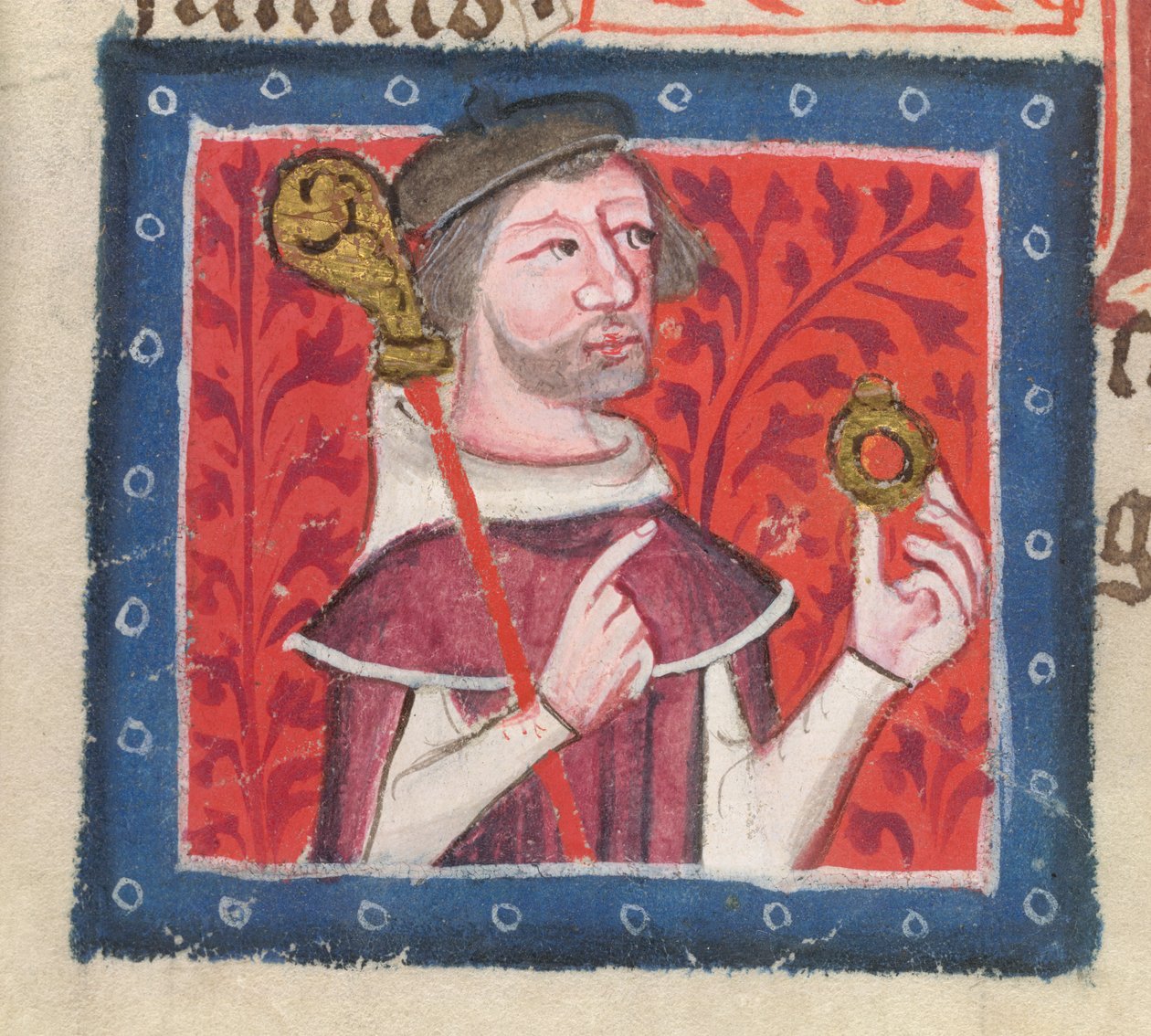 Cotton Nero D VII fol.87v Henry of Blois, Thomas Walsinghamin "Golden Book of St. Albans" tekijältä English School