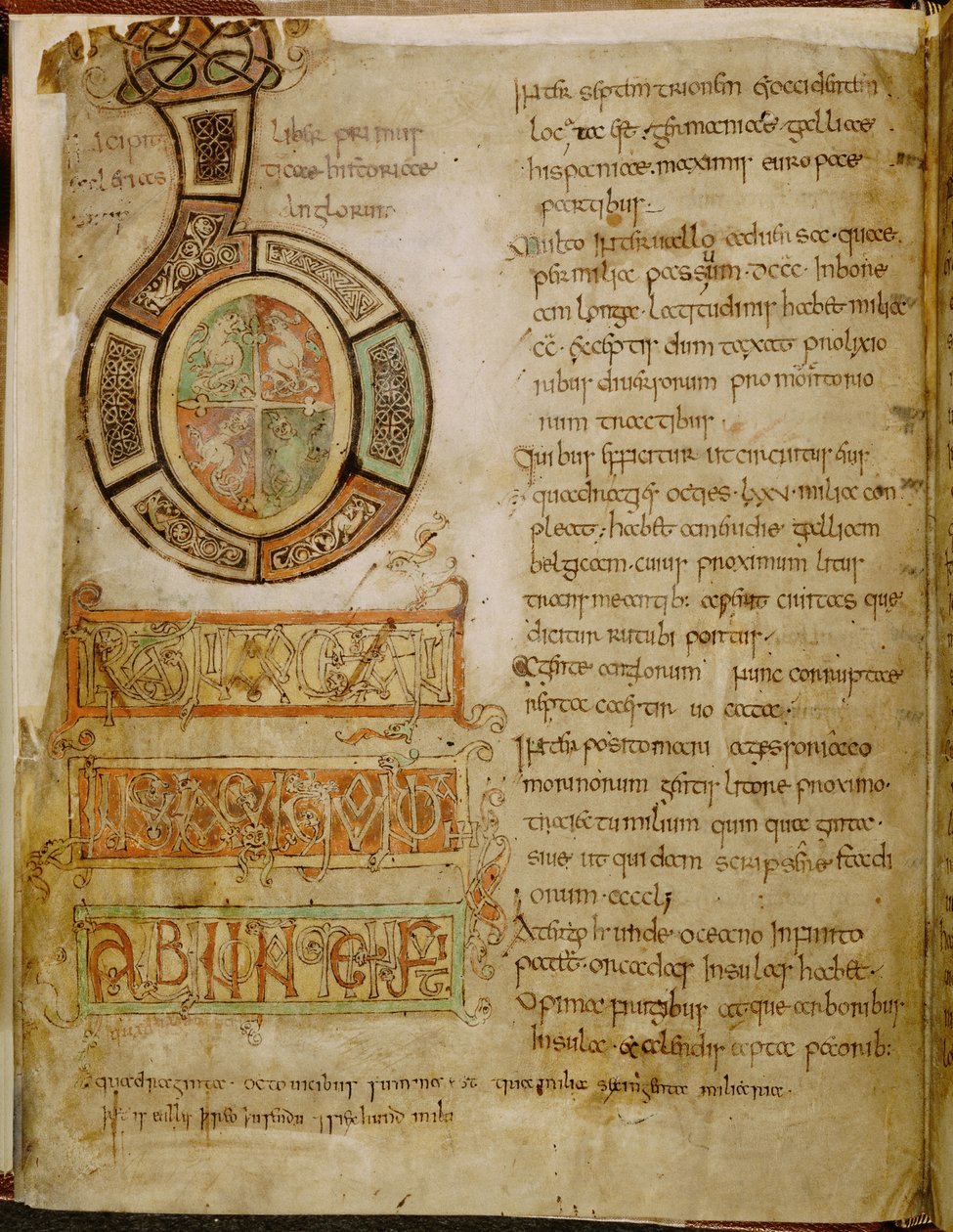 Puuvilla Tiberius C. II, f.5v Alkukirjain 