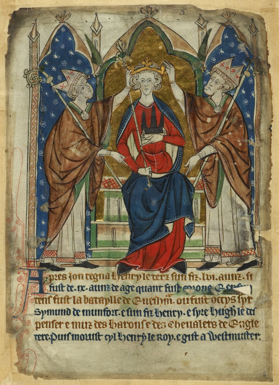 Puuvilla Vitellius A. XIII, f.6, Henrik III:n kruunaus, 