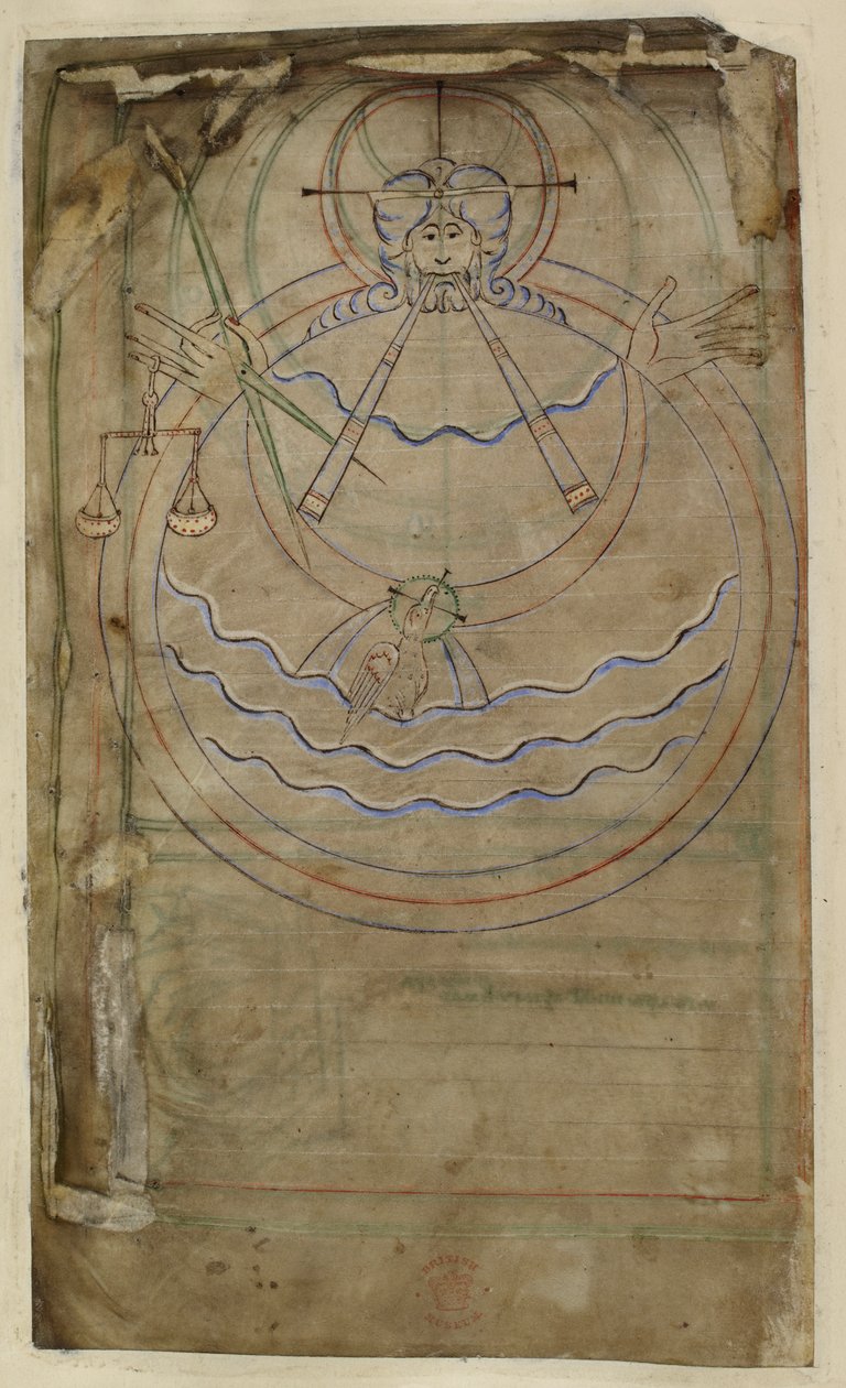 Cotton ms tiberius c vi f007v Diagrammatic representation of the Creation, illustration from 