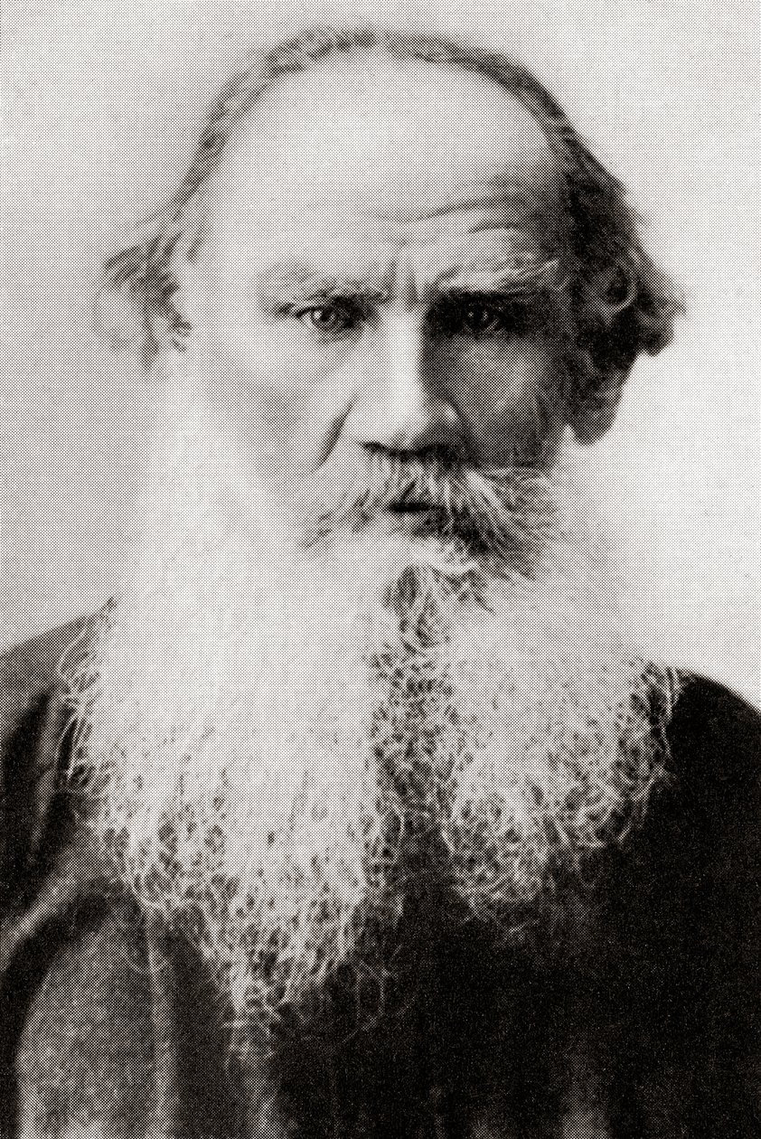 Kreivi Lev Nikolajevitš Tolstoi eli Leo Tolstoi, Hutchinsonin teoksesta History of the Nations, julkaistu 1915 (painettu). tekijältä English School