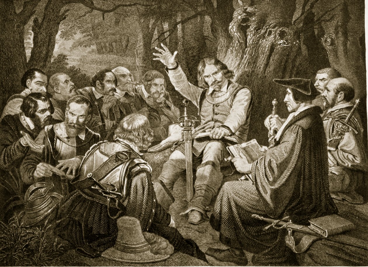 Cromwell ennen Dunbarin taistelua, 1650, kuva Hutchinsons Story of the British Nationista, n. 1923 tekijältä English School