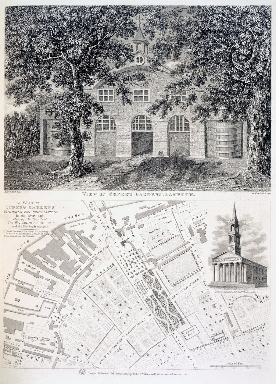 Cupers Gardens, Lambeth, kaiverrus Bartholemew Howlett, 1746 tekijältä English School