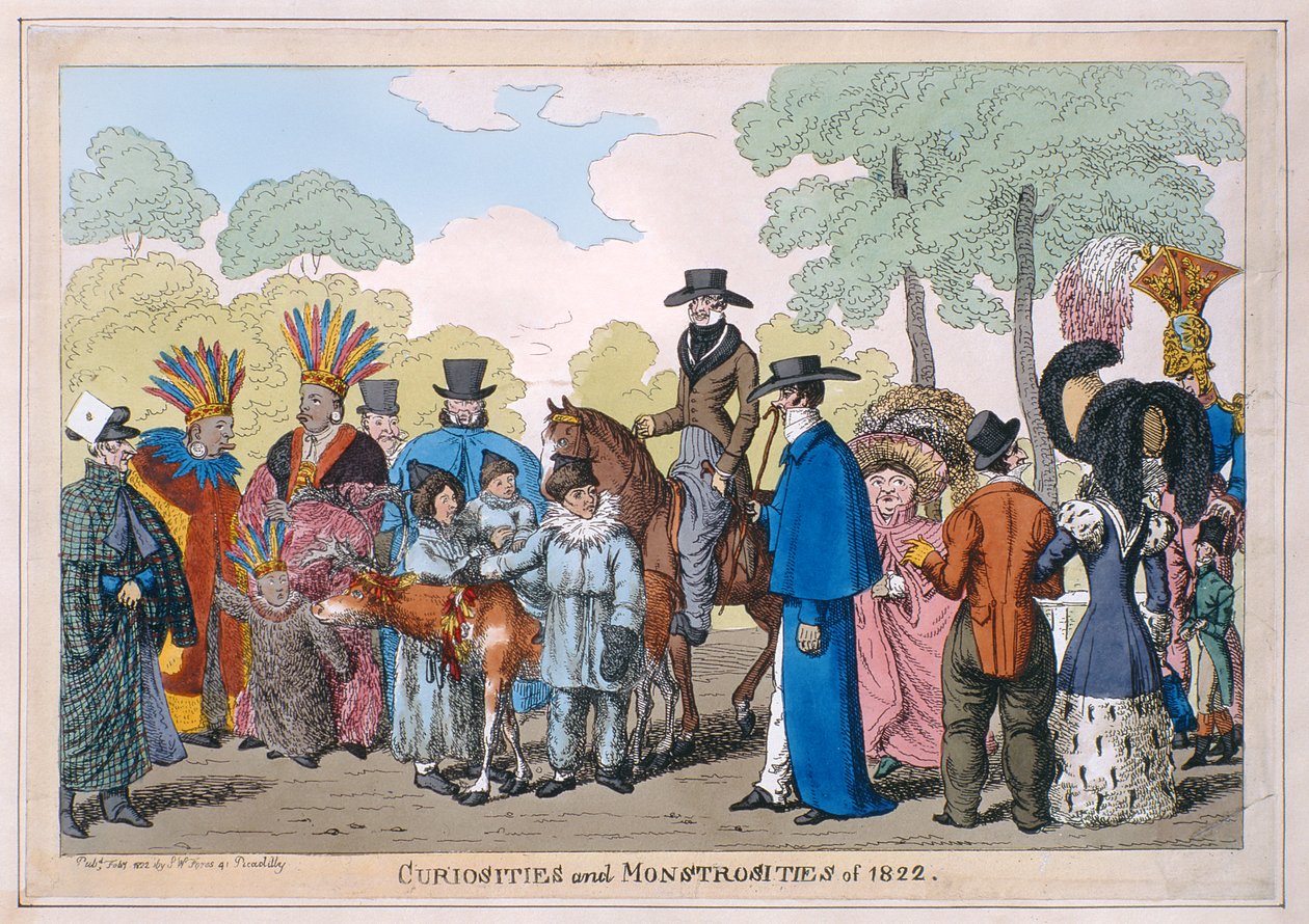Kuriositeettia ja hirviötä vuosilta 1822, 1822 (käsinvärinen kaiverrus) tekijältä English School